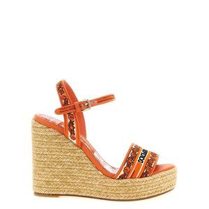 Dolce & Gabbana Orange Cotton Wedge Women's Sandals